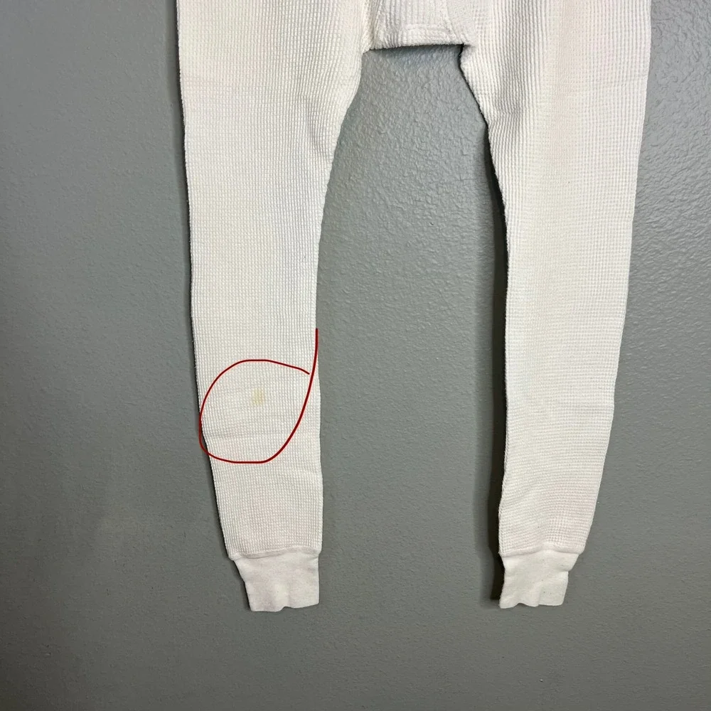 J.E. Morgan Long Johns Mens XL White All Natural Thermal Waffle Knit USA Made